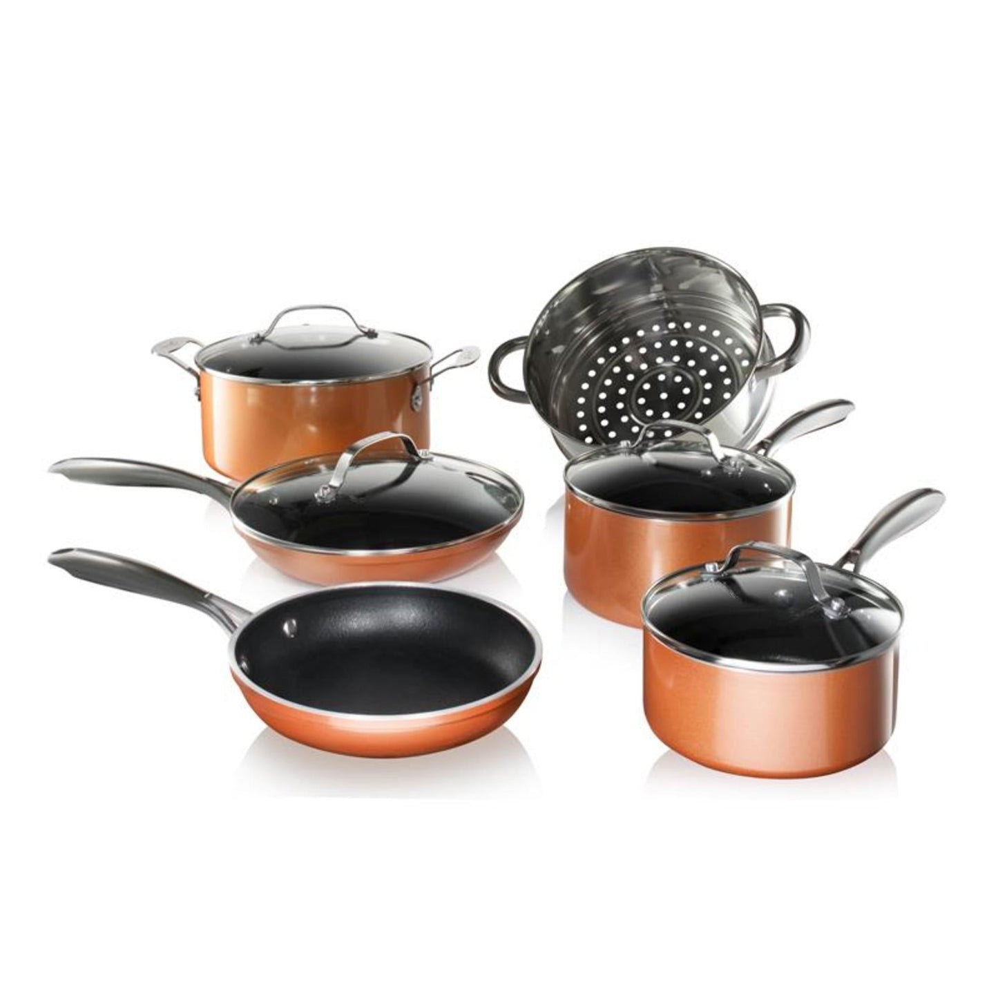 10 - PIECE CAST TEXTURED COATING ULTRA-DURABLE NONSTICK COOKWARE SET